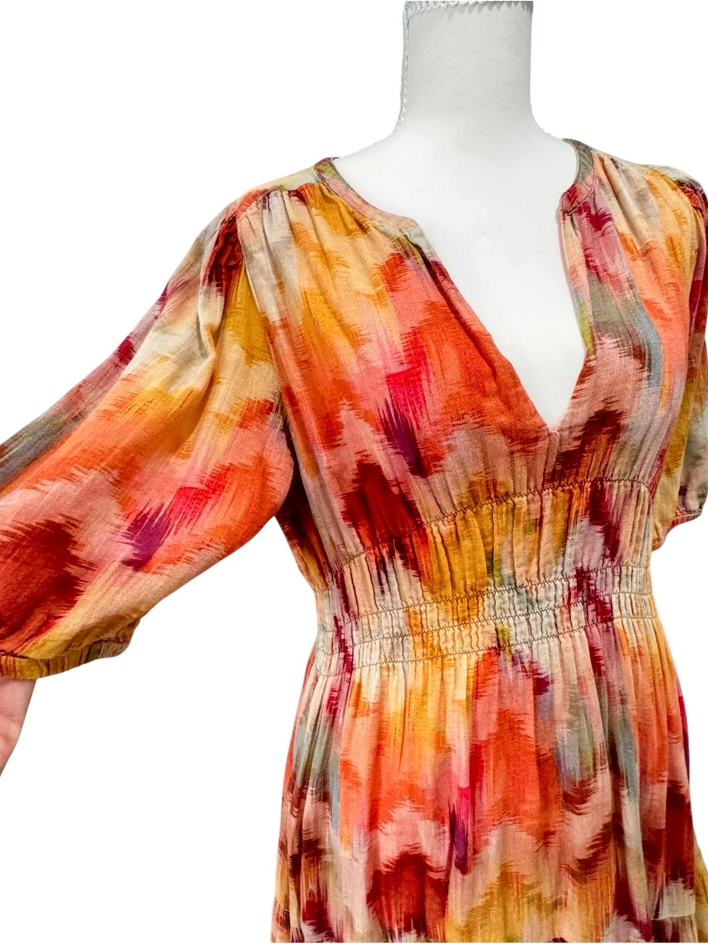 ba&sh Anissa Dress Women’s medium Artsyy Colorful Watercolors - Picture 5 of 12